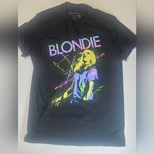 Blondie T-shirt Young Mens‎ Large Black Pink Retro 80s Style Graphic Casual Tee